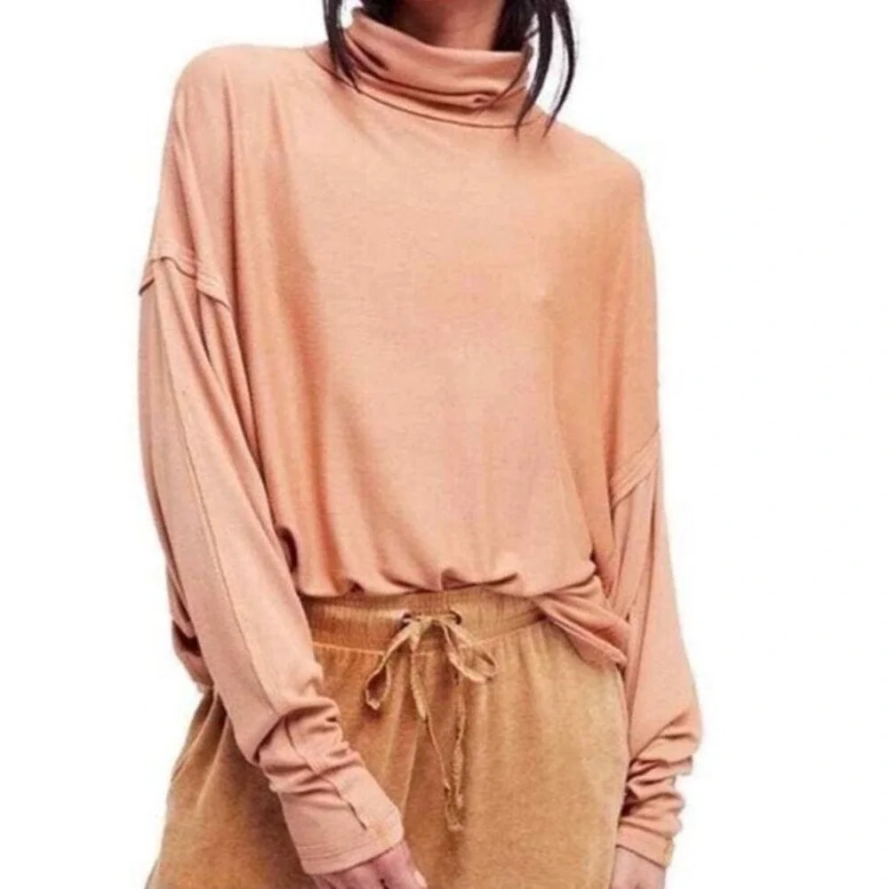 Free People We The Free Alameda Mock Neck Knit Top Carmel Sand Women S Oversized